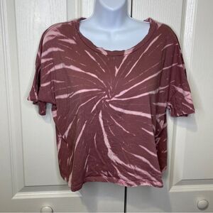 Pink Republic Cropped Tie Dye Short Sleeve Tshirt Pink And Rose Size X-Large